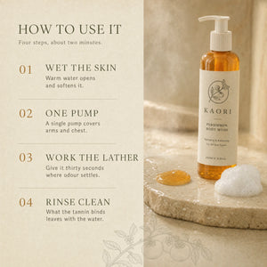 How to use the Persimmon Body Wash in four steps