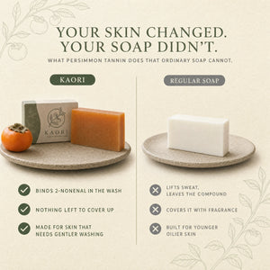 Kaori persimmon soap compared with regular soap